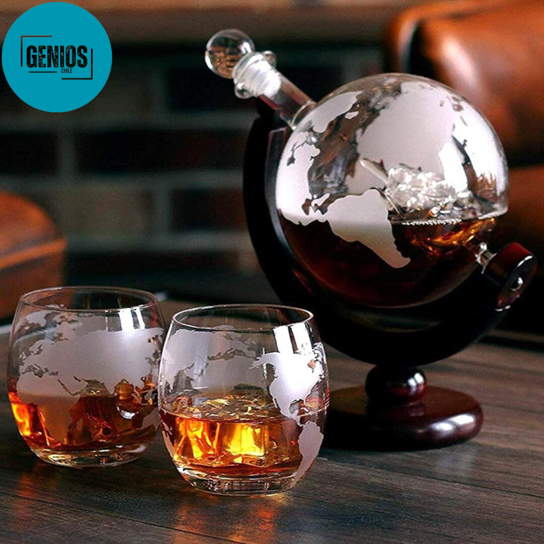 Decantador Globo para Wisky con 2 vasos